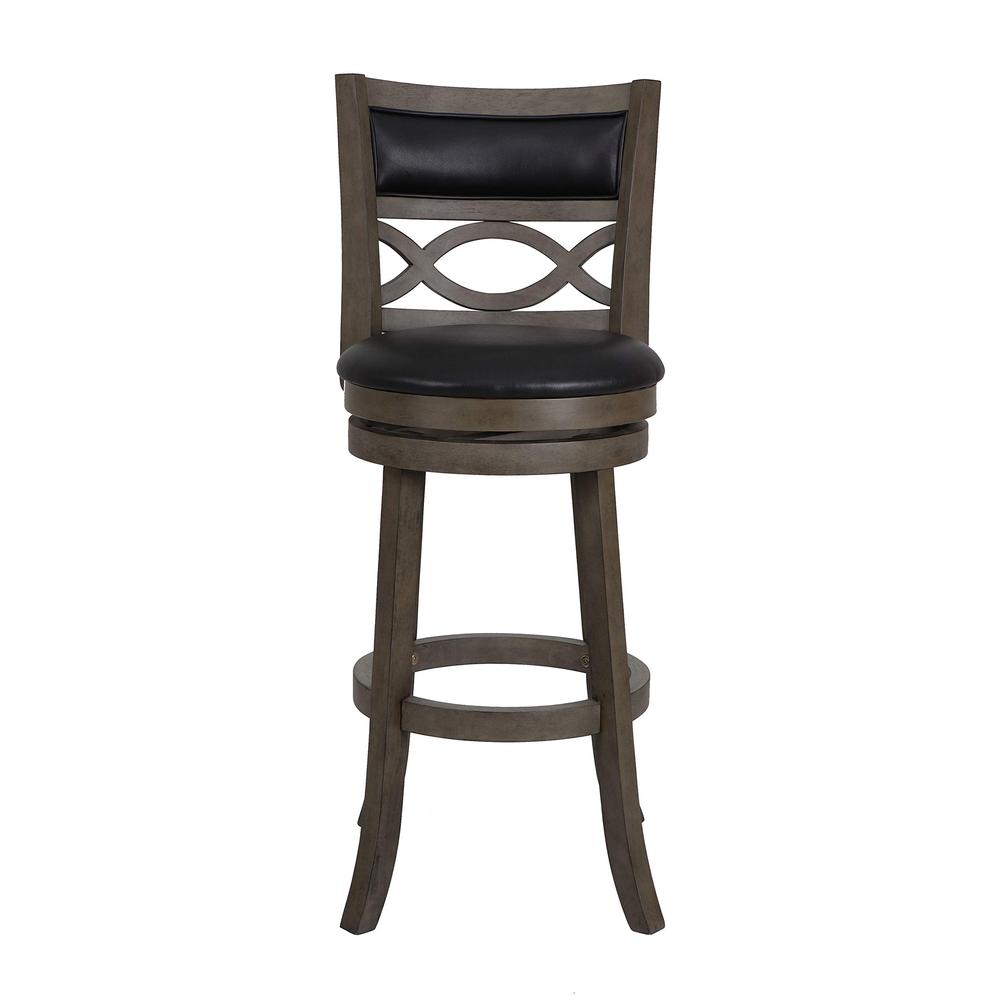 New Classic Manchester Gray Wood Swivel Bar Stool with PU Seat (Set of 2)