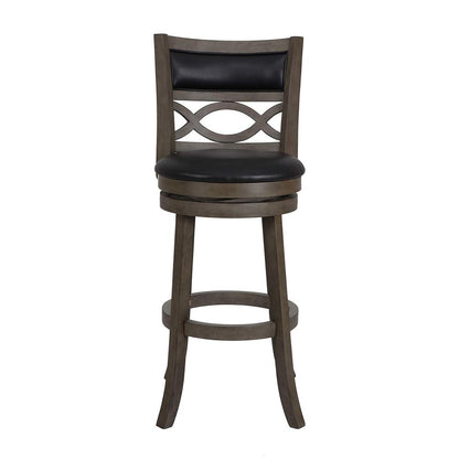 New Classic Manchester Gray Wood Swivel Bar Stool with PU Seat (Set of 2)