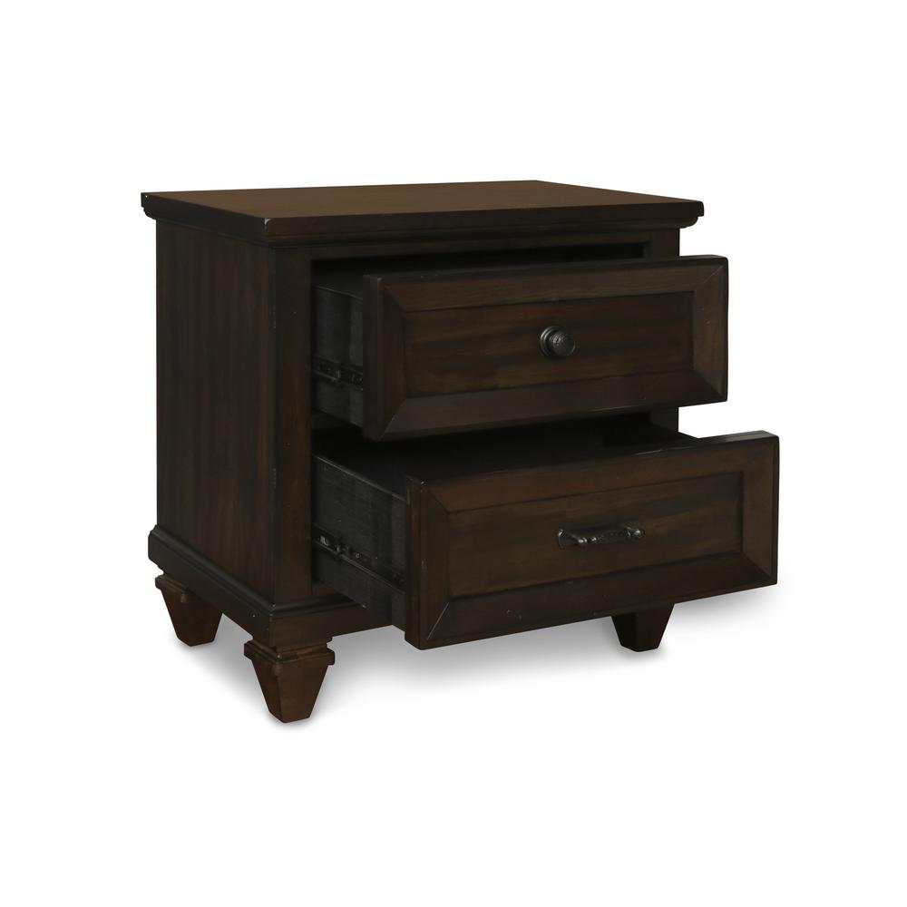 Furniture Sevilla Solid Wood 2-Drawer Nightstand in Walnut