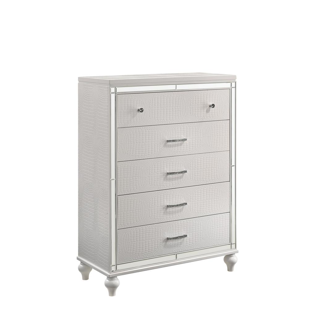 Furniture Valentine 6-Piece Solid Wood Queen Bedroom Set in White