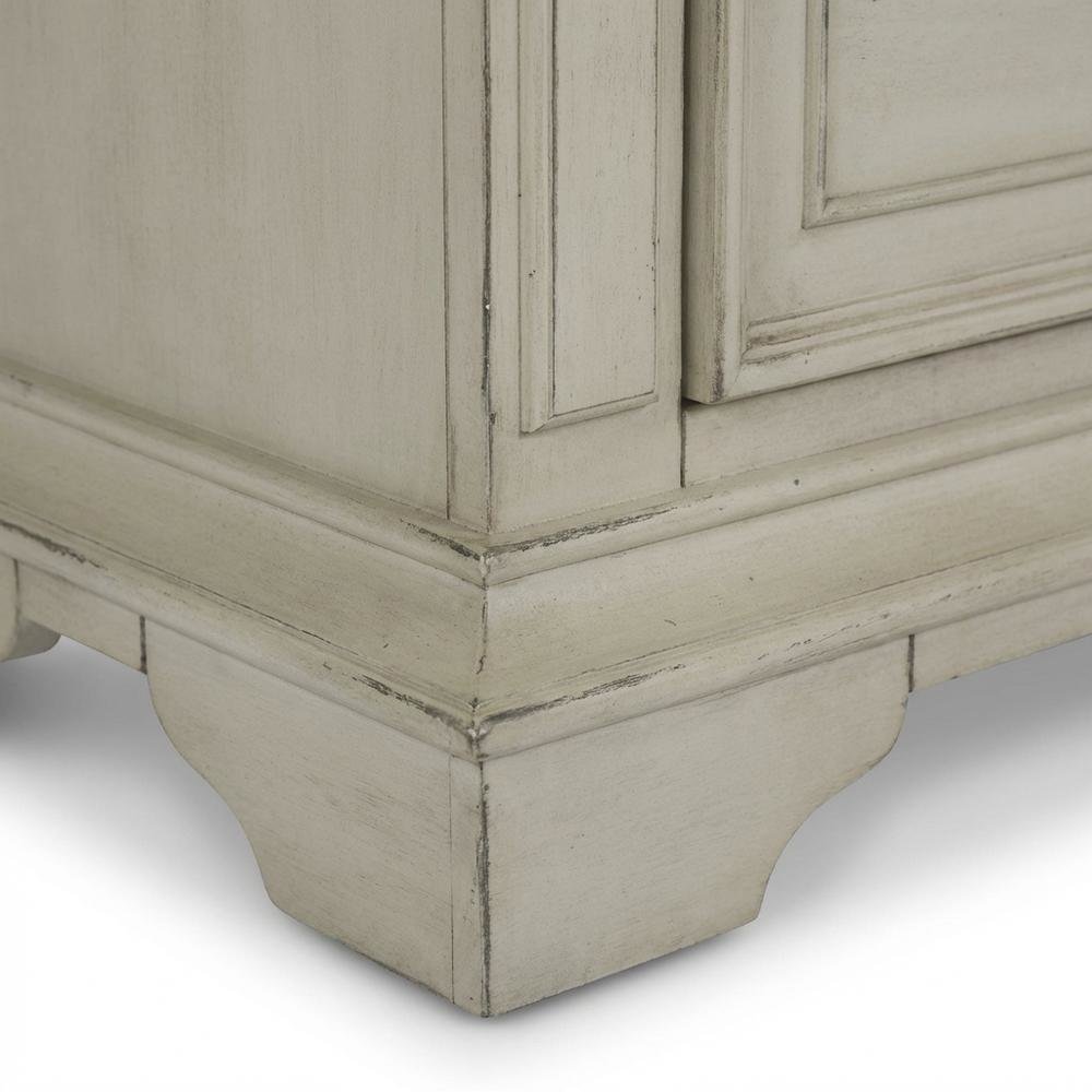 Antique White Nightstand with Solid Wood Frame for Bedroom Storage
