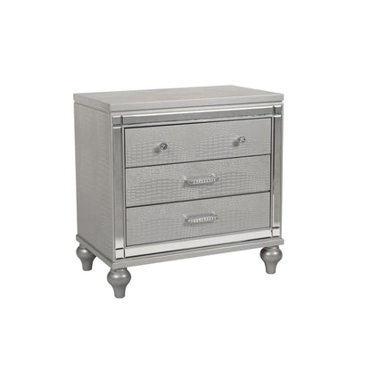 Furniture Valentine 6-Piece Solid Wood Queen Bedroom Set in Silver