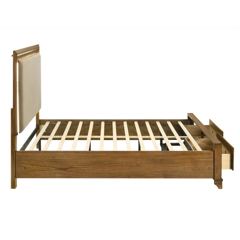 Talcott 4Pc Wood C King Bedroom Set, Chest in Honey/Brown