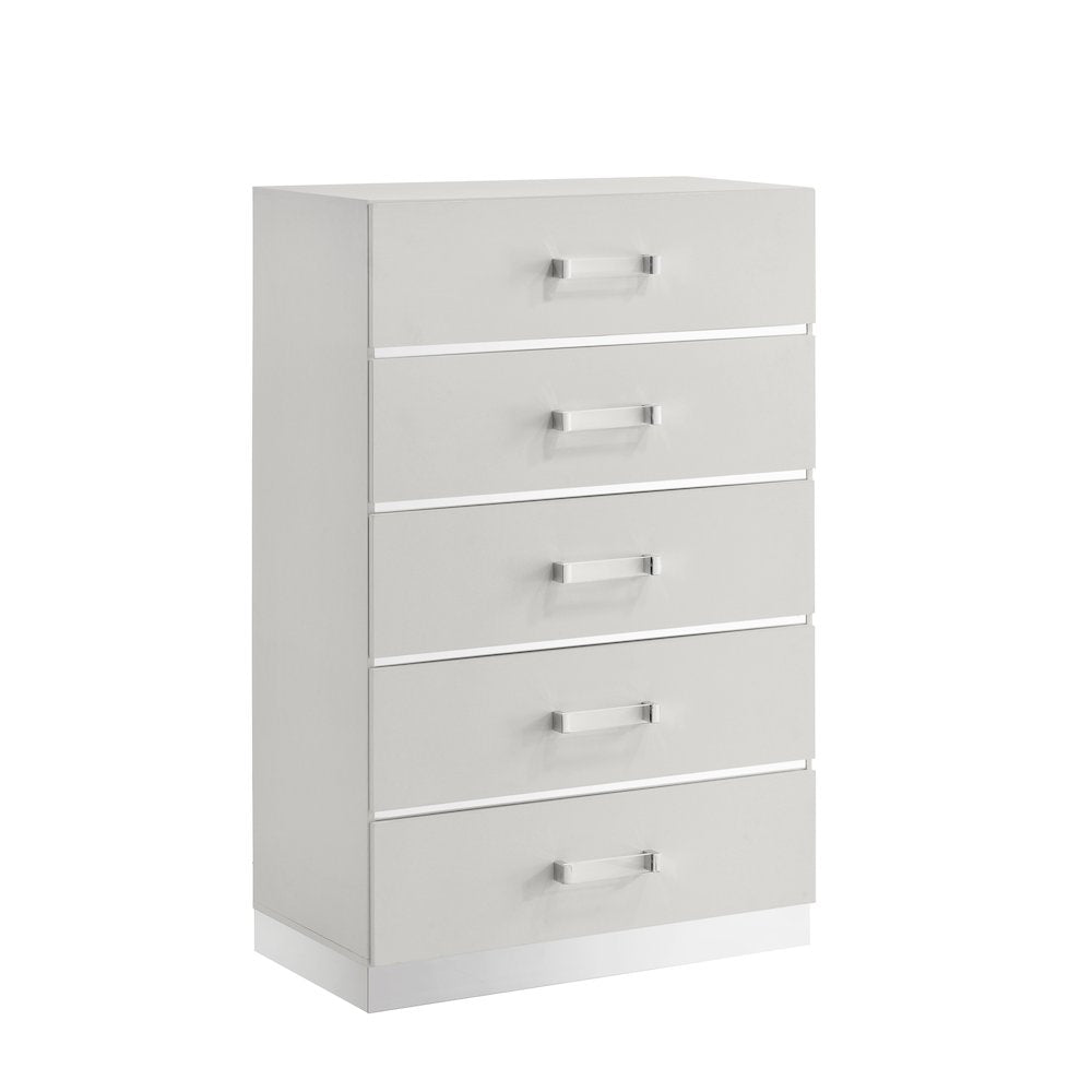 Europa 6-Piece Wood King Bedroom Set (B/Dr/Mr/Ch/2Ns), White