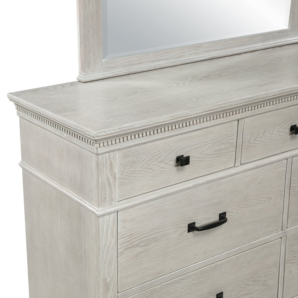 Silver Sands 4Pc Wood Queen Bedroom Set w Chest in Gray