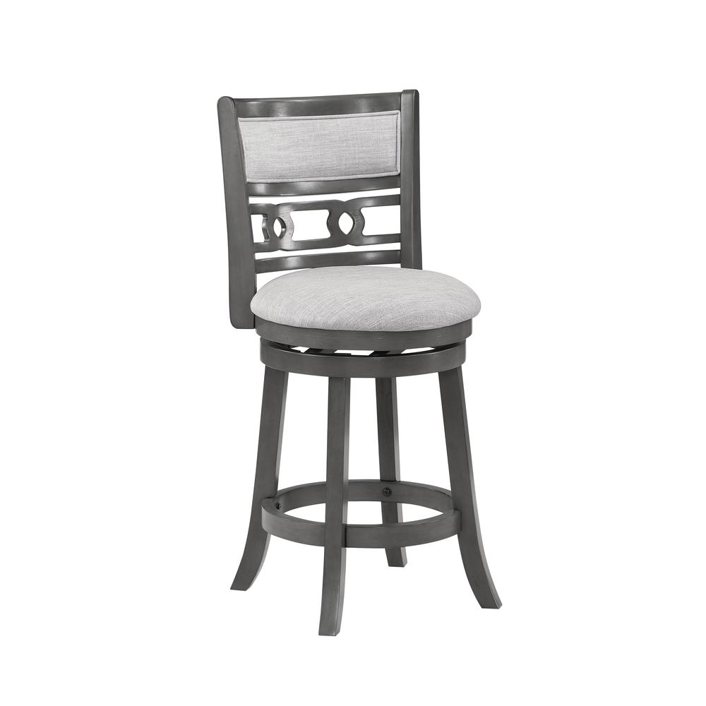 Gia 24" Solid Wood Swivel Counter Stool with Fabric Seat in Gray