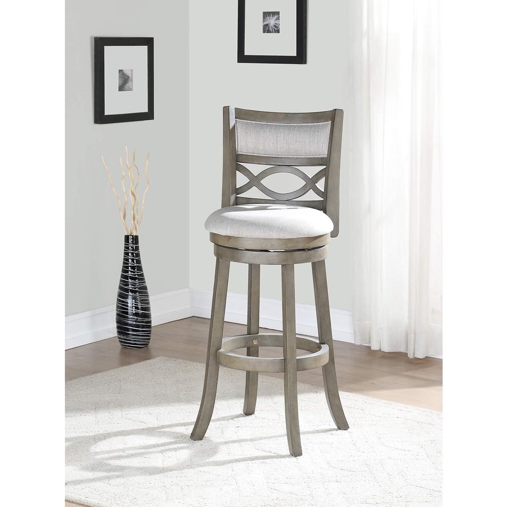 New Classic Manchester Gray Wood Swivel Bar Stool with Fabric Seat (Set of 2)