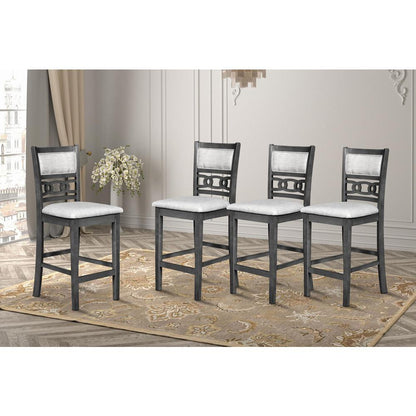 Gia Gray Wood Counter Chair with Fabric Seat (Set of 4)