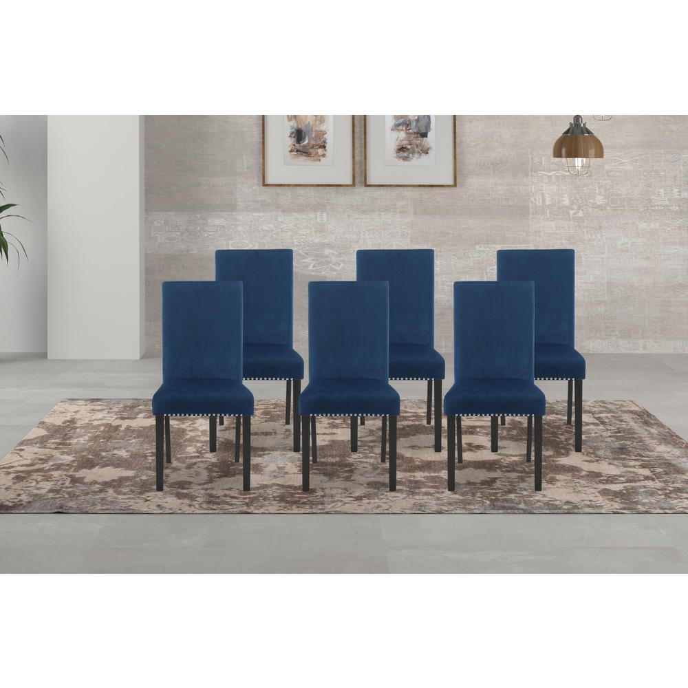 Celeste Blue Wood Upholstered Dining Chair (Set of 6)