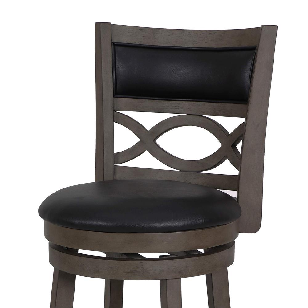 New Classic Manchester Gray Wood Swivel Counter Stool with PU Seat