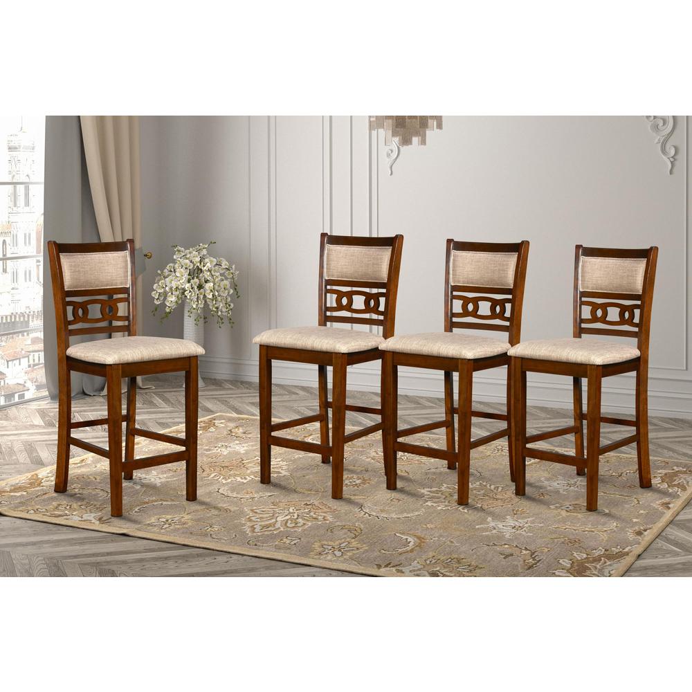 Gia Cherry Wood Counter Chair with Fabric Seat (Set of 4)