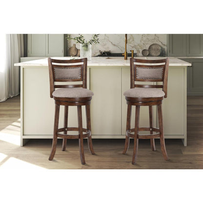 Aberdeen Brown Solid Wood Swivel Bar Stool (Set of 2)