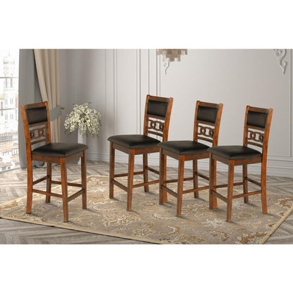 Gia Brown Wood Counter Chair with PU Seat (Set of 4)