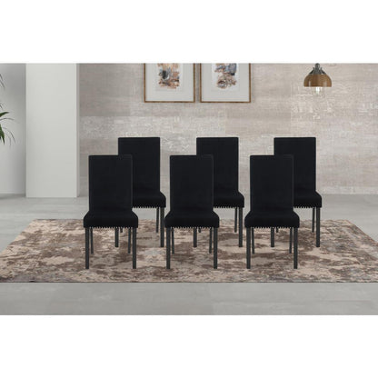 Celeste Black Wood Upholstered Dining Chair (Set of 6)