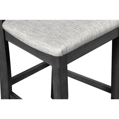 Gia Gray Wood Counter Chair with Fabric Seat (Set of 4)