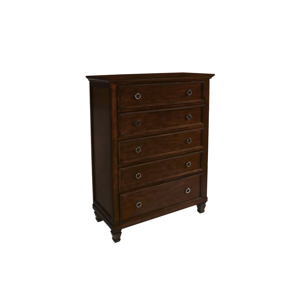 Tamarack 4-PC Wood King Bedroom Set with Chest in Brown Cherry