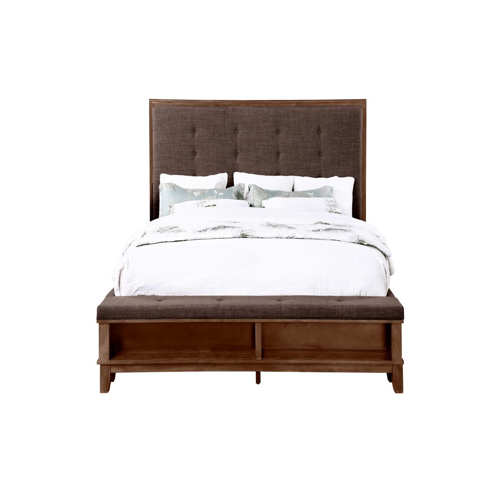 Furniture Cagney Contemporary Solid Wood 5/0 Queen Bed in Brown