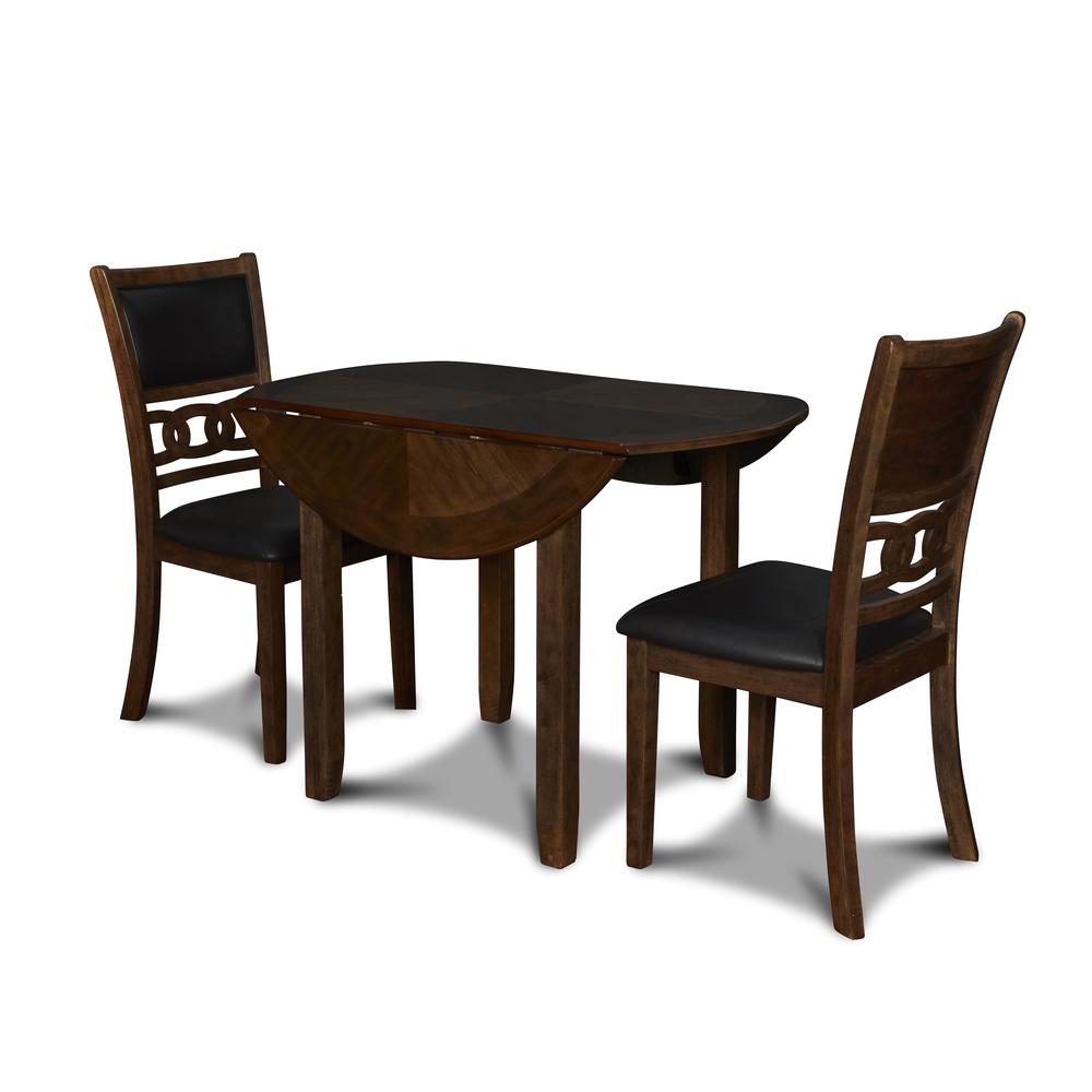 Furniture Gia Solid Wood Dining Drop Leaf Table 2 Chairs in Brown