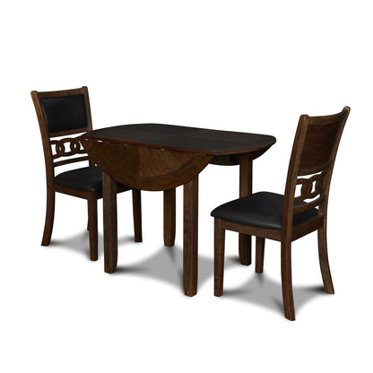 Furniture Gia Solid Wood Dining Drop Leaf Table 2 Chairs in Brown