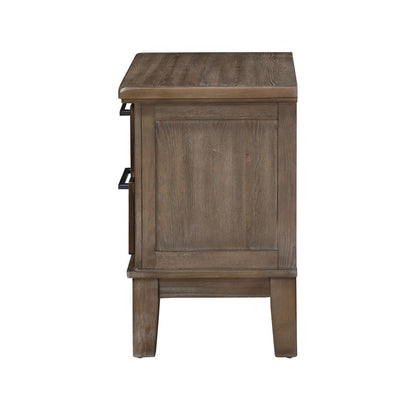 Furniture Cagney Solid Wood 2-Drawer Nightstand in Vintage Brown