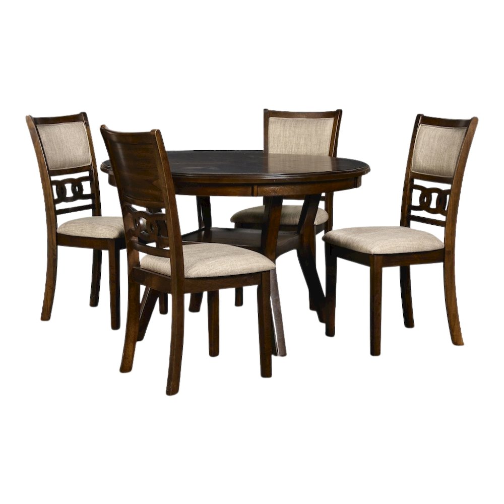 Cherry Brown 5-Piece Wood Round Dining Set, Traditional Finish