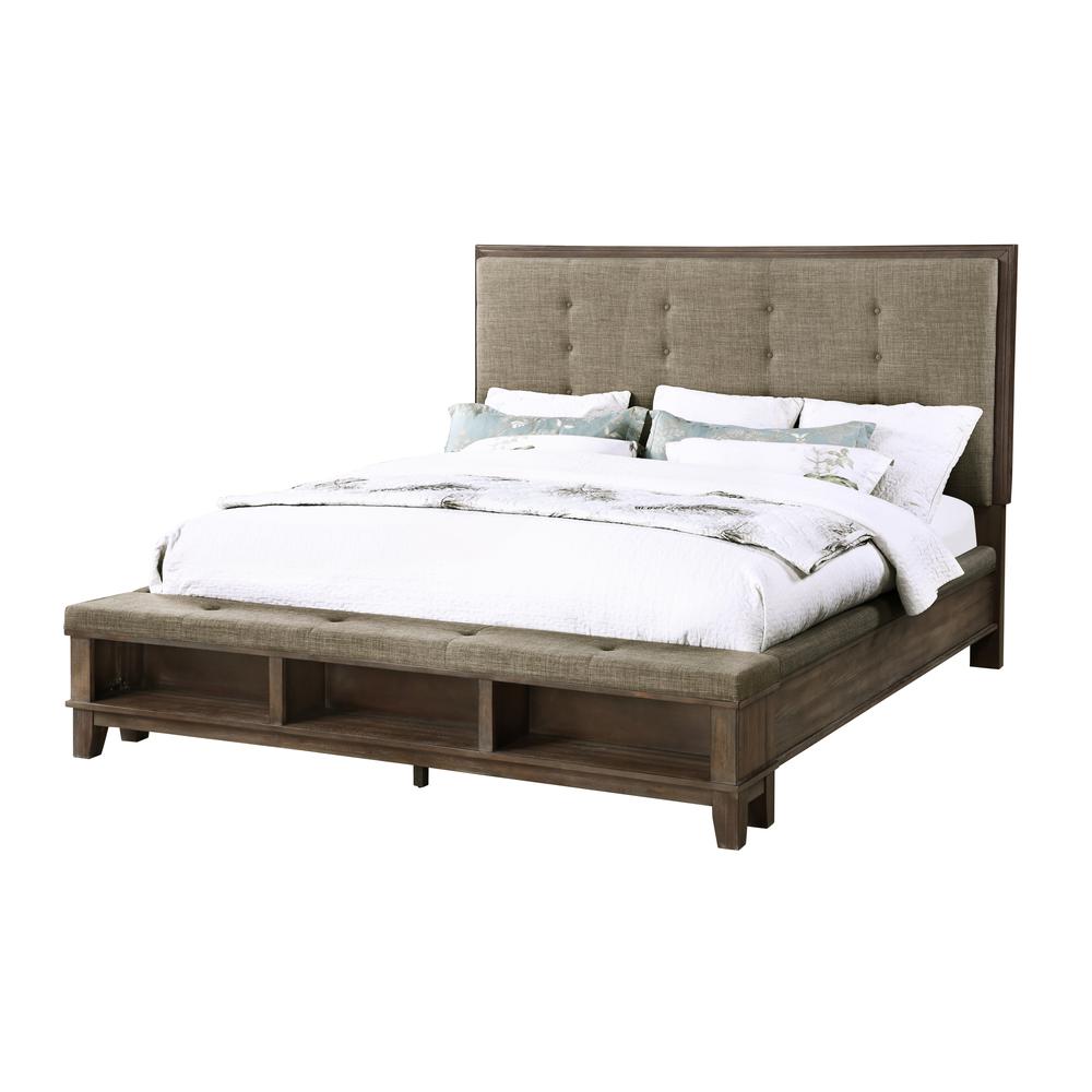Cagney 5-Piece Cal King Wood Bedroom Set with 2 Nightstands in Brown