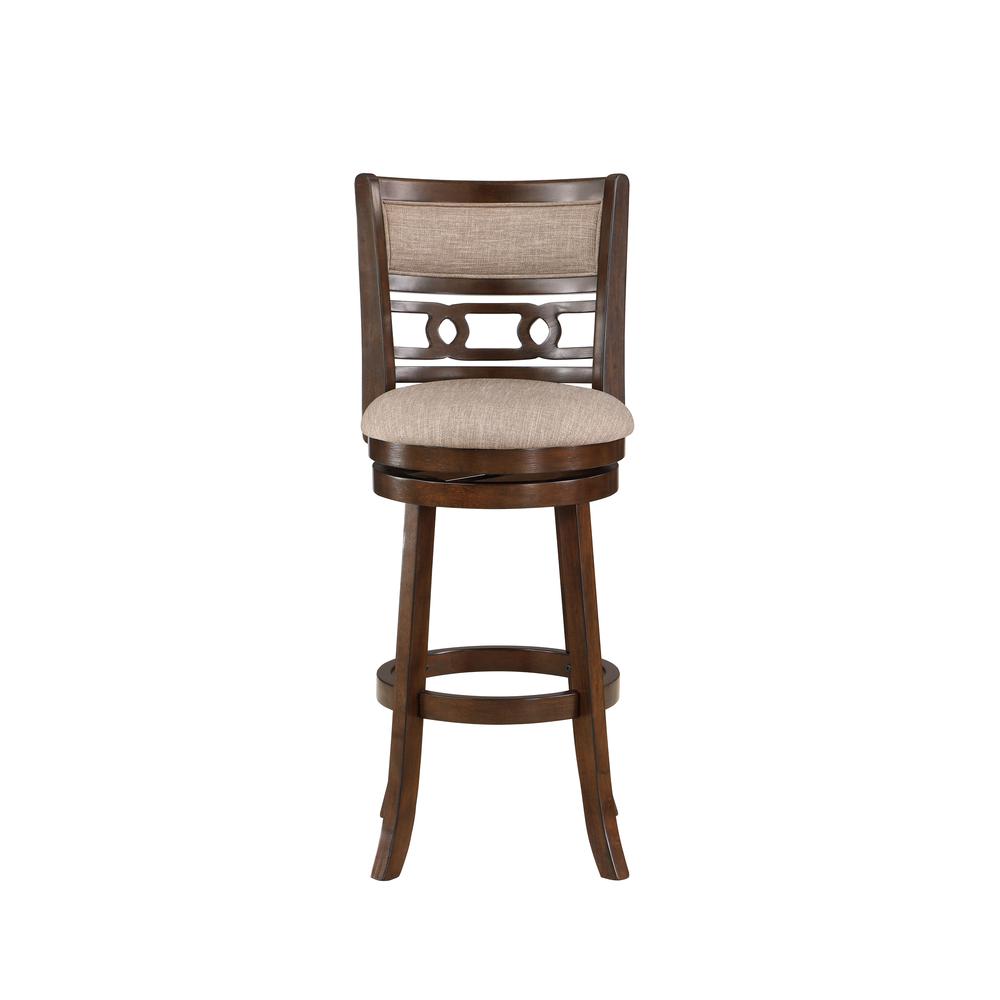 Gia 29" Solid Wood Swivel Bar Stool with Fabric Seat in Cherry