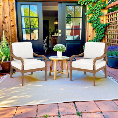 Patio Furniture Brown Wooden Deck Chairs Balcony Patio Dining Chairs Set of 2