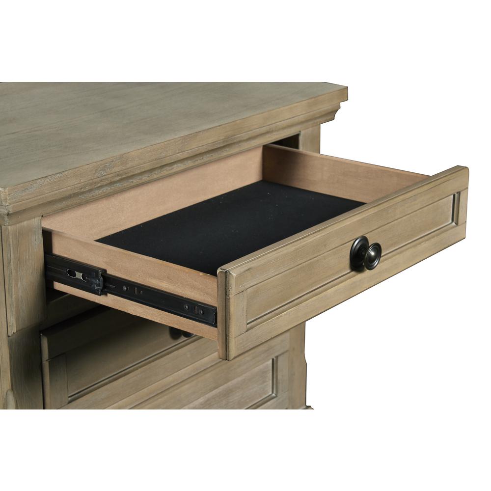 Furniture Allegra 3-Drawer Wood Nightstand in Pewter
