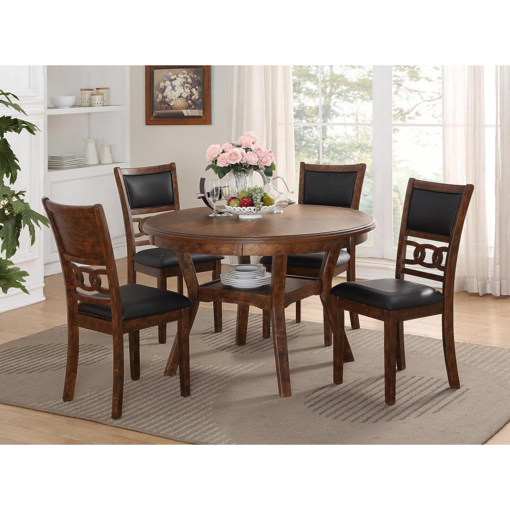 Gia Brown Wood Dining Chair with PU Seat (Set of 4)