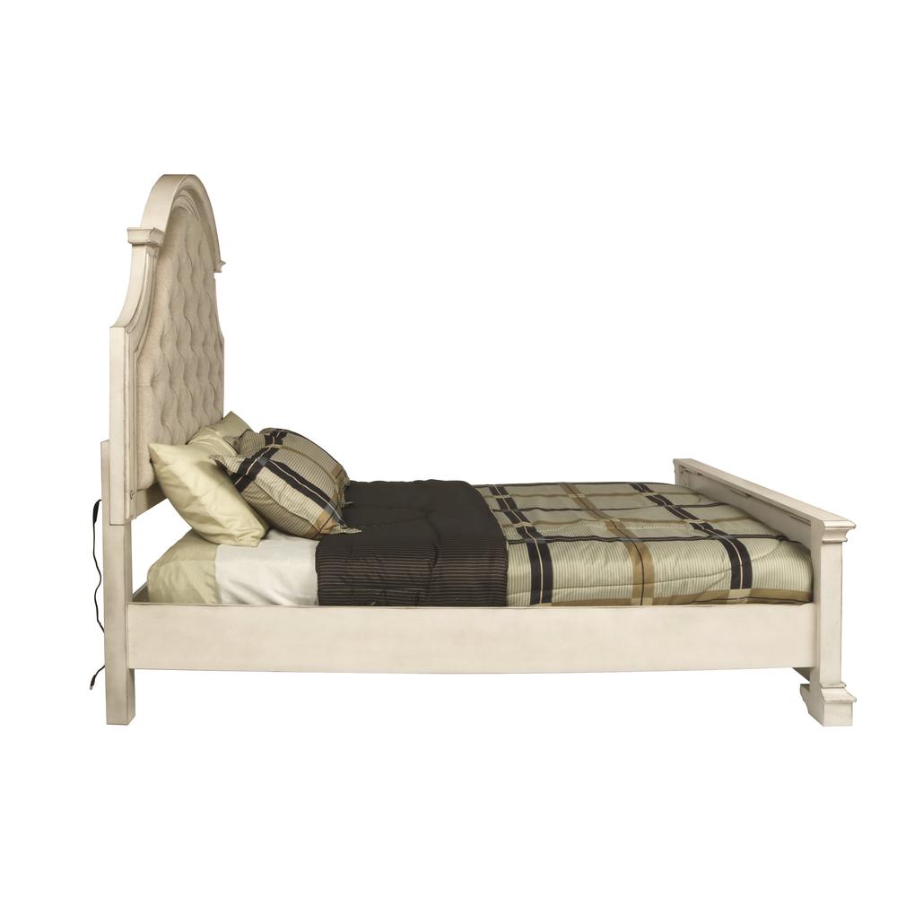 Furniture Anastasia California King Wood Bed in Ant White