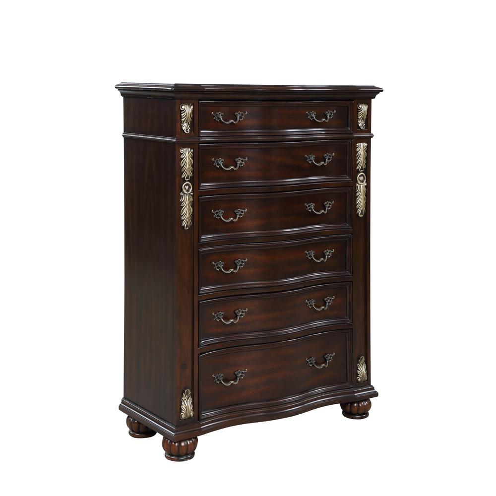 Furniture Maximus Solid Wood 6-Drawer Chest in Madeira