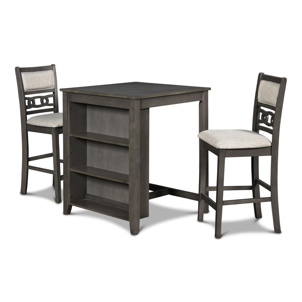 Furniture Gia Solid Wood Counter Table 2 Chairs in Gray