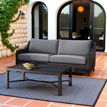 Wicker Patio Furniture Set of Outdoor Loveseat and Coffee Table, Set of 2