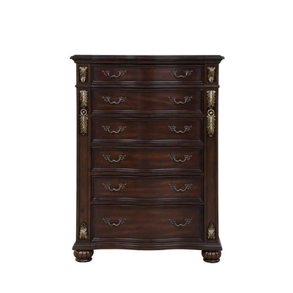 Furniture Maximus Solid Wood 6-Drawer Chest in Madeira