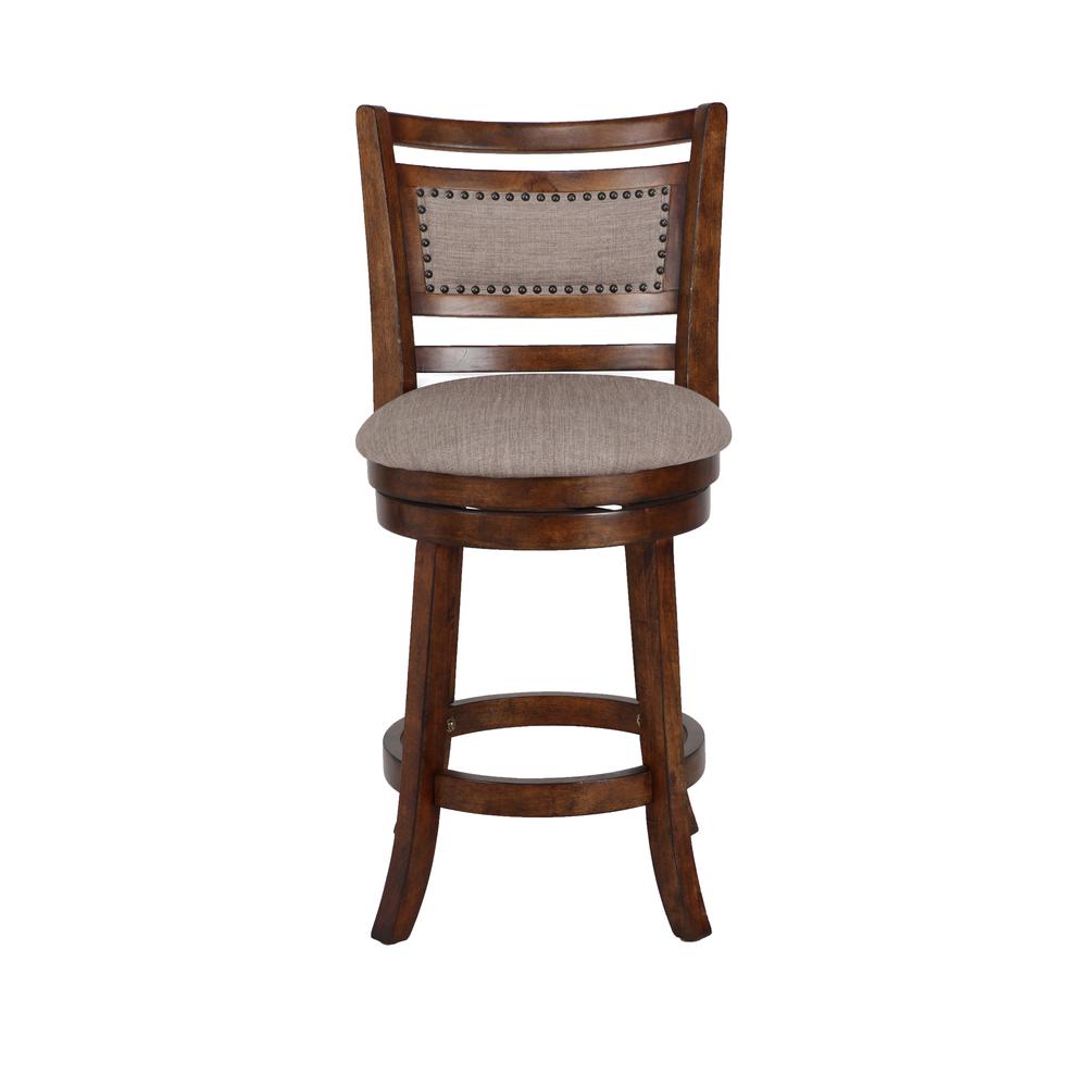 Aberdeen Wood Swivel Counter Stool with Fabric Seat in Dark Brown