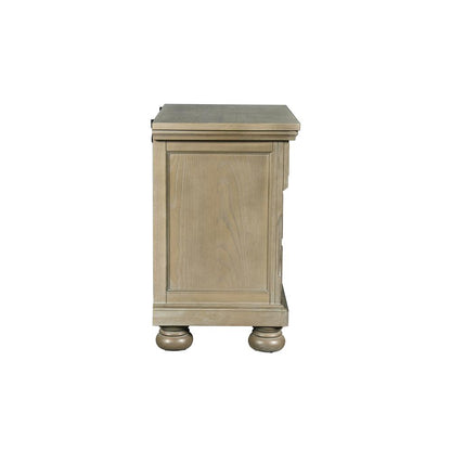 Furniture Allegra 3-Drawer Wood Nightstand in Pewter