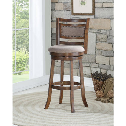Aberdeen Wood Swivel Bar Stool with Fabric Seat in Dark Brown