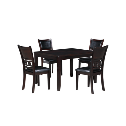 Gia 5-Piece 48" Wood Rectangular Dining Set with 4 Chairs in Ebony