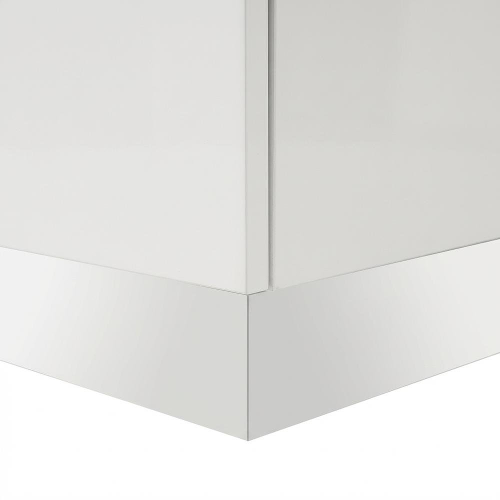 Glam White Nightstand with High-Gloss Finish and Ball Ing Drawers