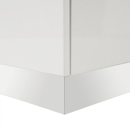 Glam White Nightstand with High-Gloss Finish and Ball Ing Drawers
