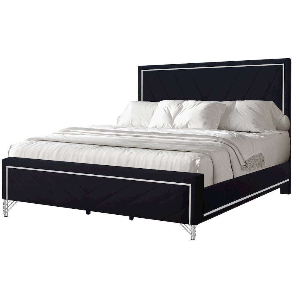 Ava 5-Pc Wood Cal King Bedroom Set with Ns in Ebony Black