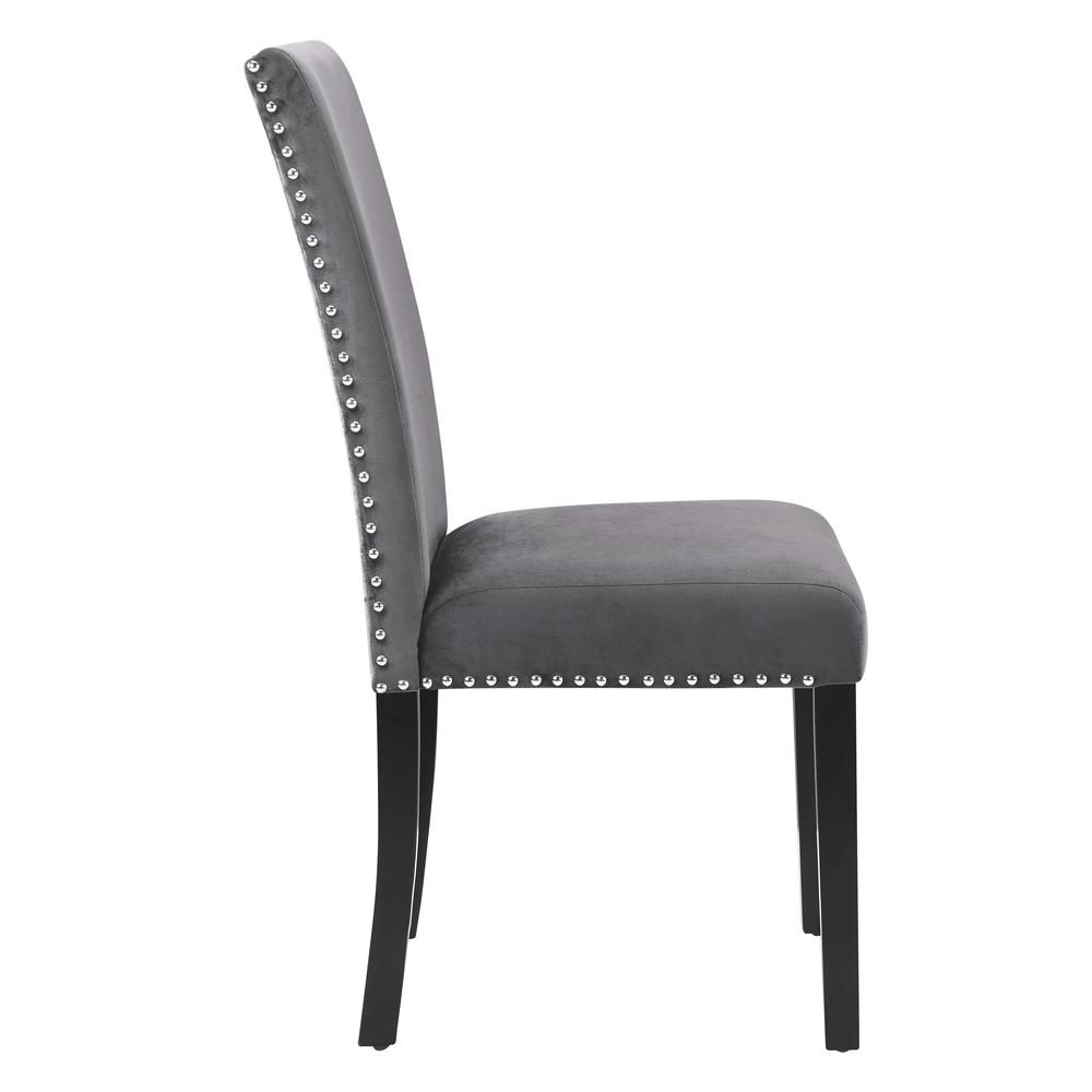 Furniture 37.75" Velvet & Wood Dining Chair in Gray (Set of 2)