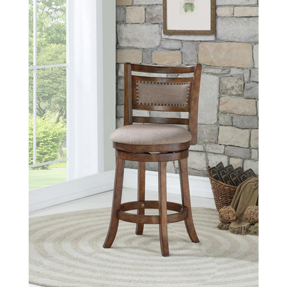 Aberdeen Wood Swivel Counter Stool with Fabric Seat in Dark Brown