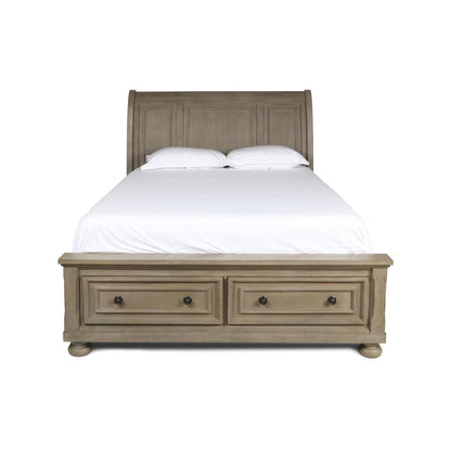 Furniture Allegra Solid Wood Engineered Wood Queen Bed in Pewter