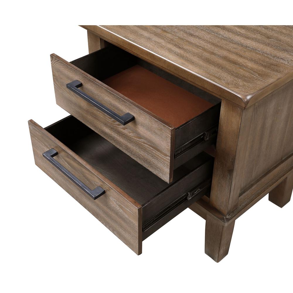 Furniture Cagney Solid Wood 2-Drawer Nightstand in Vintage Brown