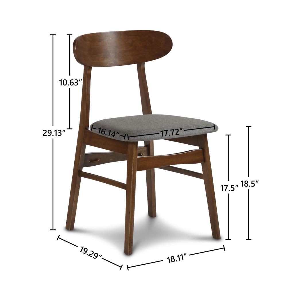 Furniture Morocco Dining Chair with Cushion- Set of 2- Dark Gray