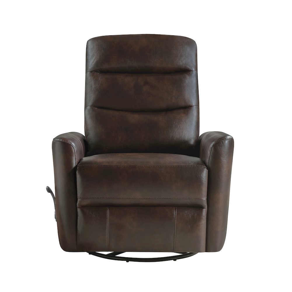 Takami Faux Leather Swivel Recliner, Brown