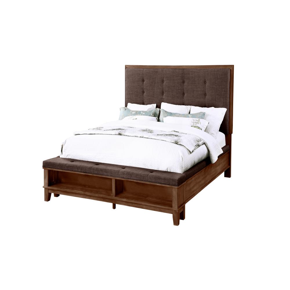 Furniture Cagney Contemporary Solid Wood 5/0 Queen Bed in Brown