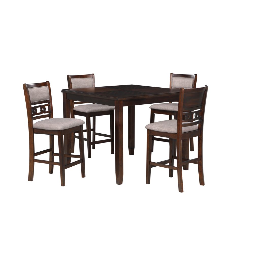 Furniture Gia 5-Piece Transitional Wood Counter Set in Cherry